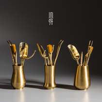 Xin Xuan pure copper tea ceremony six gentlemen set tea brush tea knife tea clip tea clip tweezers tea set accessories
