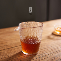 Heart Xuansun style first snow handmade hammer heat-resistant thickened glass Road cup large tea divider tea kung fu tea set