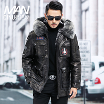 Parker clothing male rabbit hair liner hooded leather leather clothing long cowhide Haining fur jacket winter