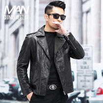 Leather leather clothing mens suit collar oil wax head layer cowhide short locomotive clothing thin leather jacket single leather jacket autumn