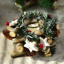 Christmas candlestick wreath scene layout Nordic style ornaments Shop opening window decoration Christmas decorations