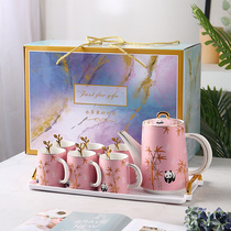 Home Advanced Sensory Ceramic Cups Tea Cup Water Cup Kettle Suit Strap Bring Light Lavish Living Room Drinking Water Cup Family Hospitality