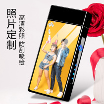 Customized windproof arc lighter charging fingerprint mens birthday gift lettering photo creative personality tide Net Red