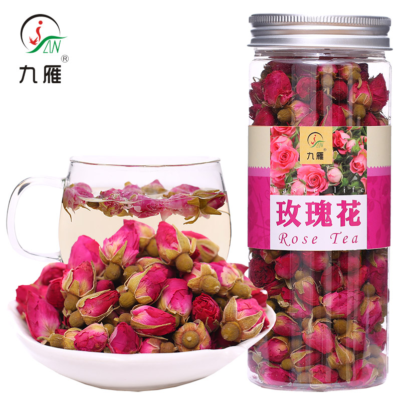 【买2送1】九雁 茶叶 花草茶 玫瑰花茶 平阴玫瑰花茶 60g/罐产品展示图3