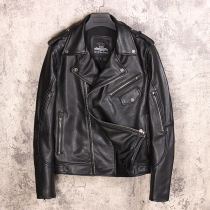 Genuine Leather Leather Clothing Male head layer Bull Leather Collar Jacket Able to wear Locomotive Ride for Harley Short Pure Leather Coat