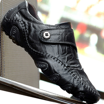 2022 spring new bean-bean shoes mens soft bottom sloth men casual leather shoes Korean version fashion shoes male dermis