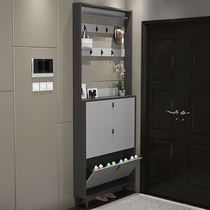Shoe cabinet ultra-thin flip bucket home door with coat rack storage simple multi-function entrance storage cabinet