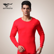 Seven wolves pure cotton underwear Mens thermal underwear The year of life red suit Cotton sweater Hongyun autumn clothes autumn pants