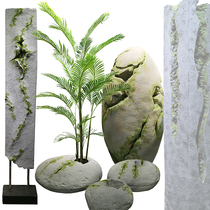 FRP crack flower assembly imitation stone square high column dinosaur egg-shaped courtyard corner space landscape decoration
