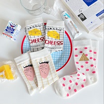 Japanese cute cartoon socks Womens tube socks Korean ins tide net red girl heart cheese strawberry student stockings