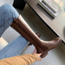 Autumn and winter womens high boots but knee flat bottom small incense boots Net red with Joker thick heel elastic Knight boots military boots