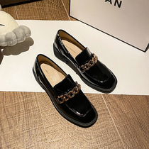 Net Red new mid-chain Joker single shoes retro loafers shoes a pedal British style rough with womens small leather shoes