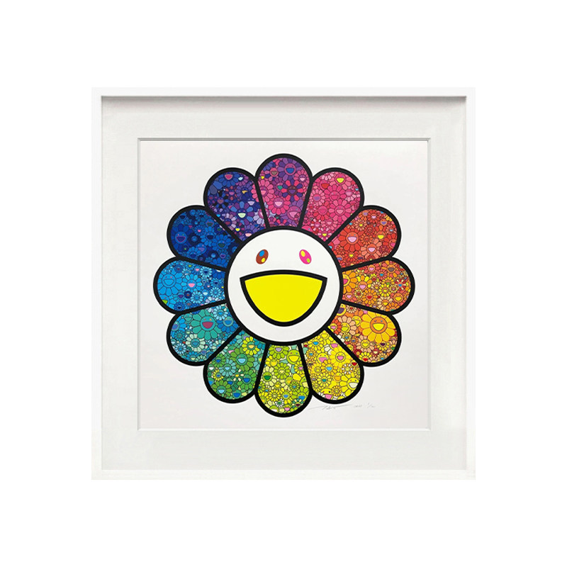 村上隆太阳花装饰画日式潮流签名版画花之森林有框挂画抽象风格