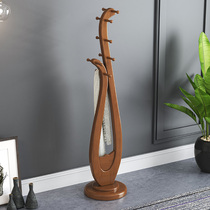 Solid wood coat rack Floor-to-ceiling multi-functional European hanger Household simple wooden hanger single rod simple shelf
