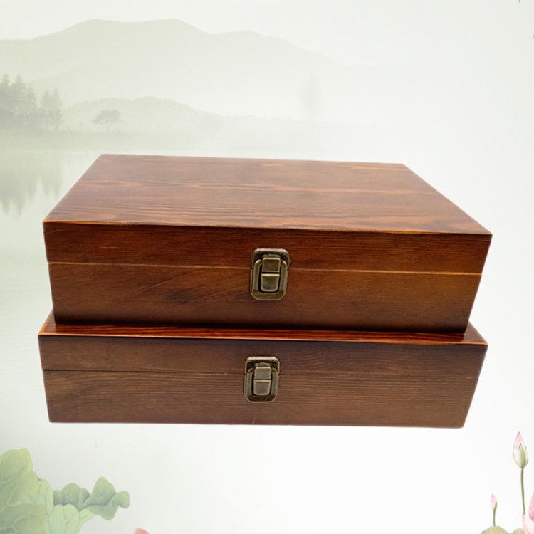 Buy Wood box custommade retro fliptop wooden box rectangular A4 paper