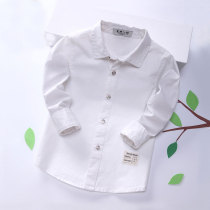 Smart boy spring and autumn cotton shirt Childrens long-sleeved casual top Middle and large childrens white shirt trend childrens clothing