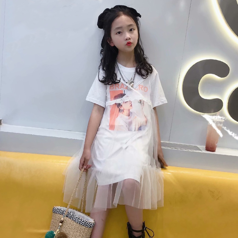 Lingjiang Girl's dress kit Hanyi Pi Pure Cotton Short sleeve dress two pieces of girls fashion summer dress