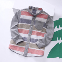 Boys Striped shirt Baby Spring and Autumn casual long sleeve shirt Childrens Korean childrens cotton lapel top