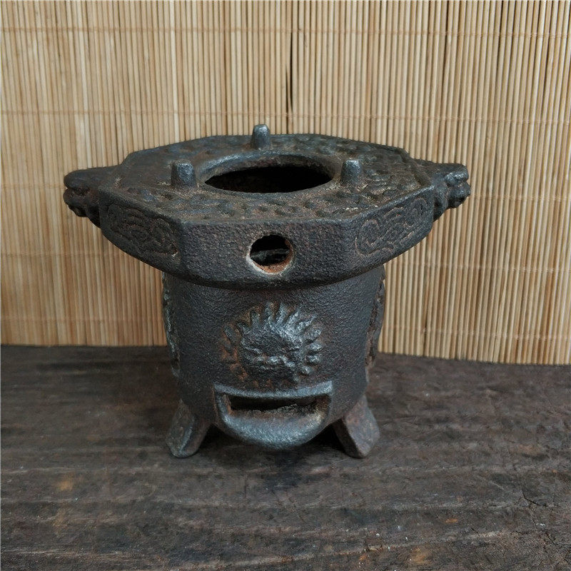 铁火炉 温酒炉 热茶炉 铸铁仿古工艺品 做工精致 包浆自然 品相佳