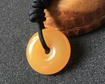 Huanglong Jade safe buckle chicken oil yellow jade pendant sweater chain natural jade pendant road road safety pendant Womens