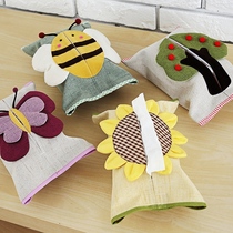 Cartoon cloth tissue box pumping paper box creative cute living room car car with cotton and linen tissue bag handmade simple