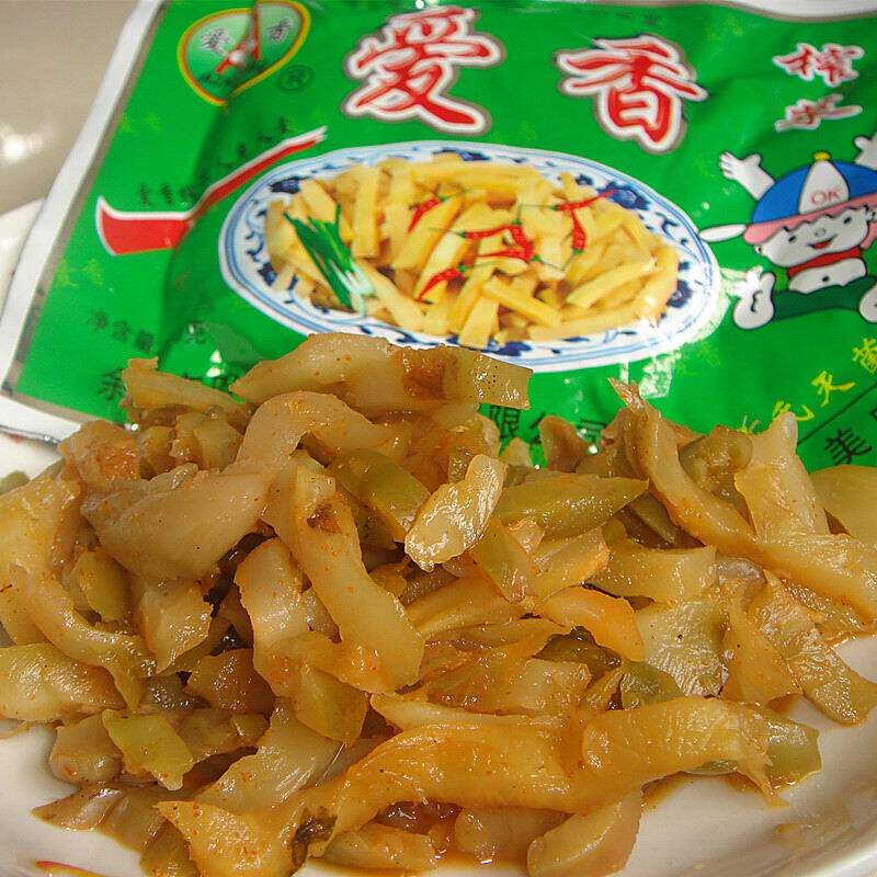 热卖爱香榨菜100g小菜榨菜片腌菜爽口菜芯即食下饭菜食品30袋包邮