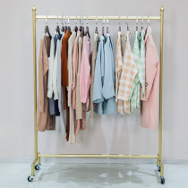 Clothing Store Show Rack Childrens Clothing Arrival Special Portal Frame Golden Mobile Hanging Clothes Pole Clothes Hanger With Wheels