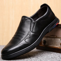 Spring and autumn new first layer cowhide mens shoes trend 2020 soft surface leather casual shoes one pedal all-match leather shoes