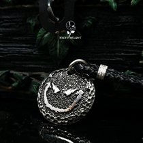 Evening curry studio 925 pure silver hand engraving EDC forgetfulness Evil Smiley Face Pendant Necklace Jewellery