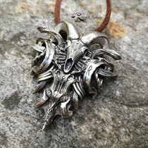 Nighttime studio 925 silver original handmade personality Viking goat head tribal totem pendant necklace pendant ornament