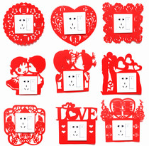 Wedding wedding wedding supplies felt festive red Hi word switch sticker switch cover