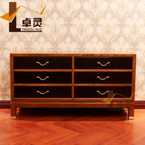 Zhuling New Chinese Hedgehog Purple Sandalwood Six Bucket Cabinet Suflower Pear Wood Bedroom TV Cabinet Containing Bucket Cabinet Solid Wood Six Bucket Closet