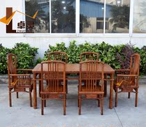 Zhuling New Chinese red wood dining table and chairs solid wood Hedgehog Purple Sandalwood Dining Table Suzuo Pear Wood Dining Table And Chairs Factory Direct