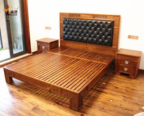 Supear Hedgehog Purple Sandalwood Soft Dress Leather Art Large Bed Brief New Chinese Fancy Pear Wood Bedroom 1 8 m Double Bed Customize