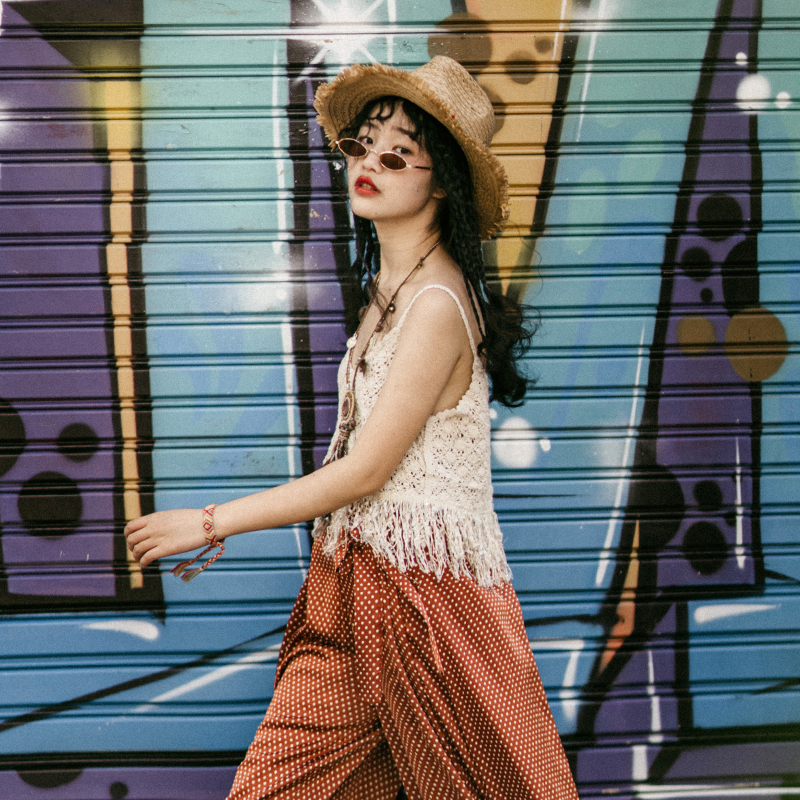Seaside holiday wear knitted vest Women outside wear beauty back fringe suspender top with wide leg pants net red explosion models