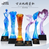 Ancient firing glass trophy high-grade souvenir lettering Award custom custom annual meeting creative honor authorization card