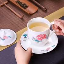 Liling porcelain under glaze hand-painted porcelain ceramic tea cup with lid with saucer water cup light luxury household tea cup gift box