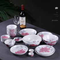 Yunhuo kiln Liling ceramic high-grade tableware Chinese hand-painted dish dish box packaging gift to the elders leader