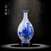 Liling ceramics hand-painted vase ornaments Chinese living room antique glaze blue and white flower arrangement home wine cabinet decorations