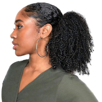 European and American wig female kinky wavy small volume African black disc hair bud head fluffy explosive head wig hair bag