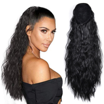 European and American wig Wool roll elastic mesh pull rope wig Ponytail female fluffy corn hot curly hair long hair high ponytail