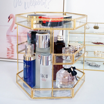 Net red Nordic glass rotatable skin care products storage display rack bedroom girl heart dressing table finishing shelf