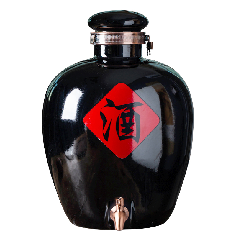 Jingdezhen ceramic jars seal it 10 jins 20 jins 30 jins 50 kg black wine words sealed jar with the lock