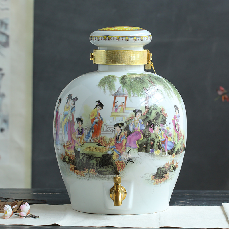 Jingdezhen ceramic jars mercifully bottle with tap 10 jins 20 jins 30 jin wine 50 kg it sealed jar