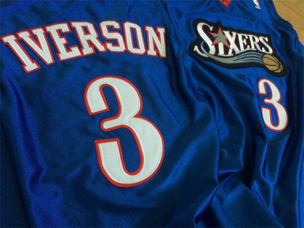 【密绣球衣】艾佛森ai费城76人蓝客丝绵棉多层刺绣篮球服球衣