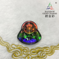 Bi gold color natural Canadian spotted stone can be inlaid with crystal film film Buddha naked stone