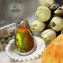 Bi gold color spotted Gem natural body pendant colorful snail fossil natural pendant 925 silver pendant