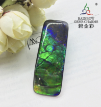 Bi Jincai natural Canadian spotted gemstone long Square single-sided bare stone can be inlaid with stained snail fossils