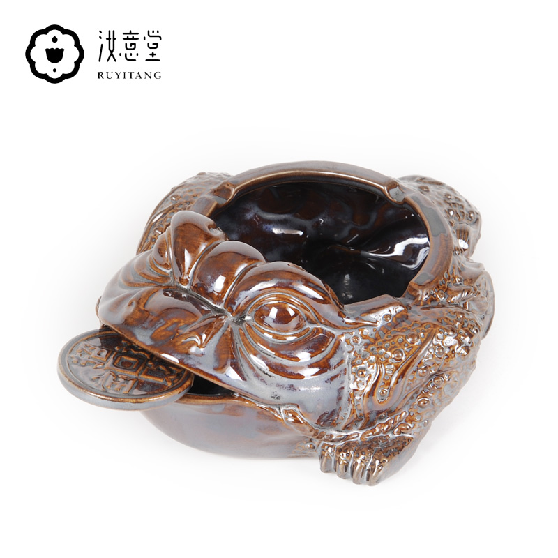 Creative ceramic ashtray spittor toad sitting room tea table office desktop ornaments furnishing articles domestic large capacity