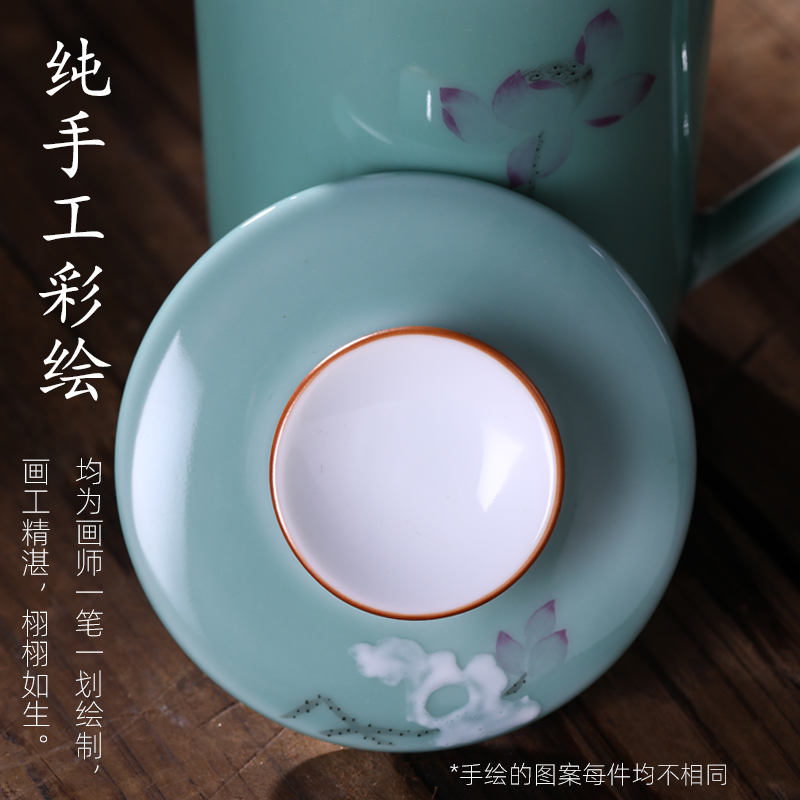 Jingdezhen ceramic keller. Male and female office tea lovers glass a glass office cup for cup with cover